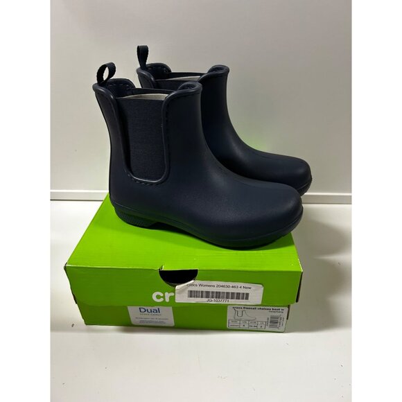 Crocs Women's Freesail Chelsea Ankle Boots Rain Boots Women's Size 4 NAVY - Picture 1 of 6